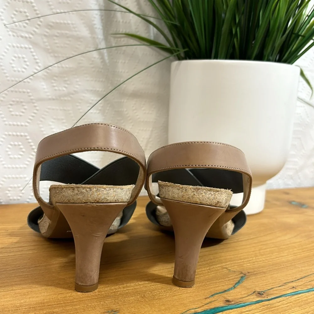 Anyi Lu Italian Dusty Pink& Silver Leather Heels Open Toe Slingback Sandals